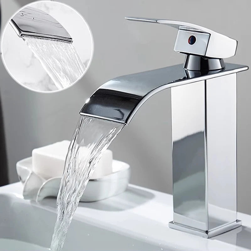 Waterfall Wash Basin Stainless Steel High And Low Faucet