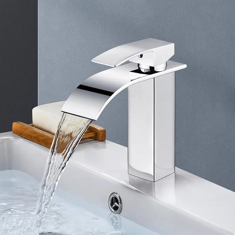 Waterfall Wash Basin Stainless Steel High And Low Faucet