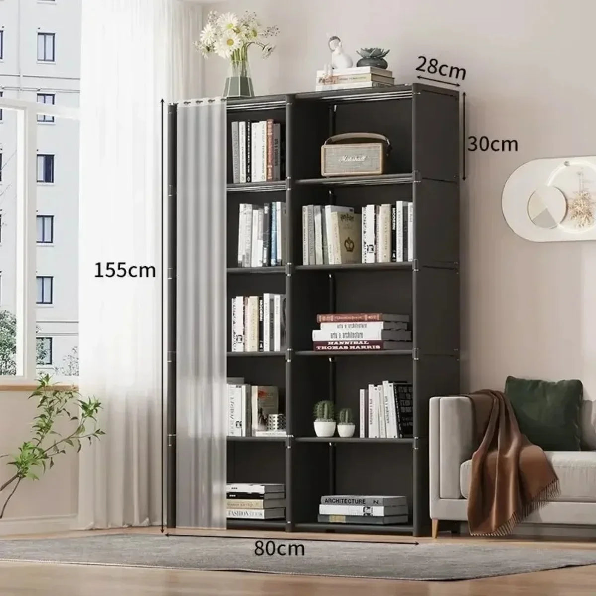 Dustproof Wardrobe High Capacity Partition Bookshelf