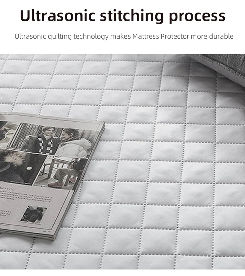 Ultrasonic Mattress Protector Cover Pad – Washable, Waterproof &amp; Worry-Free Sleep! 🌙✨