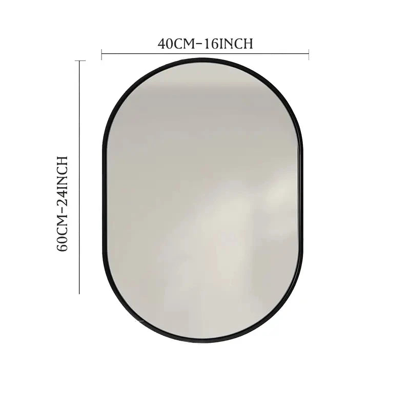 Oval Wall-Mounted Pill Mirror, 24x16 inch – Modern Decorative Mirror for Bathroom, Bed