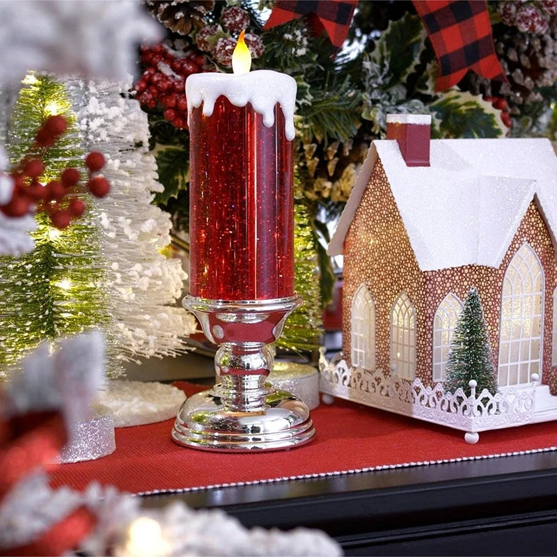Christmas LED Candle Light – Swirling Glitter Crystal Night Light