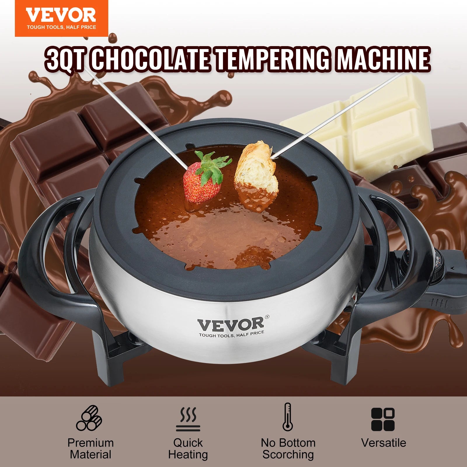 VEVOR 3Qt Electric Chocolate cascade Melting Pot