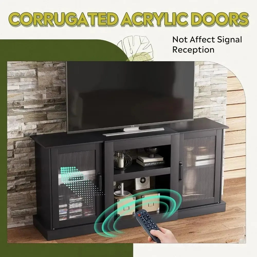 Open Shelves TV Console Cabinet with Storage