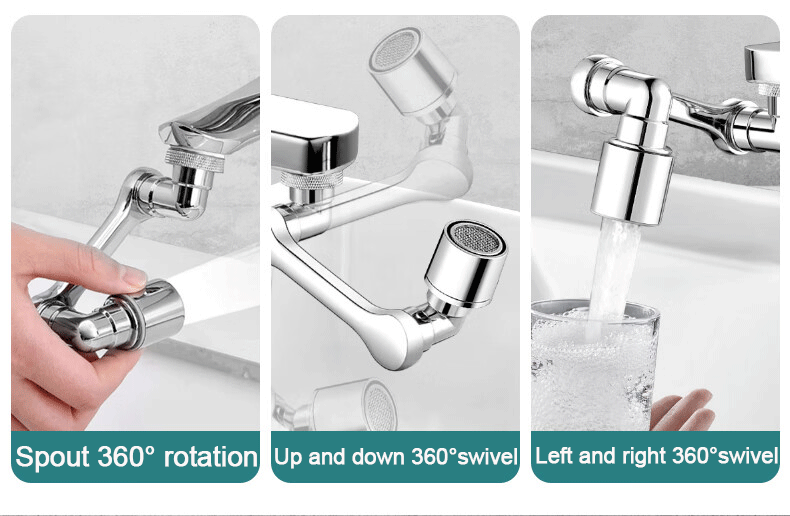 Universal 1080° Rotation Faucet Extender – Dual Mode Swivel Sprayer Head