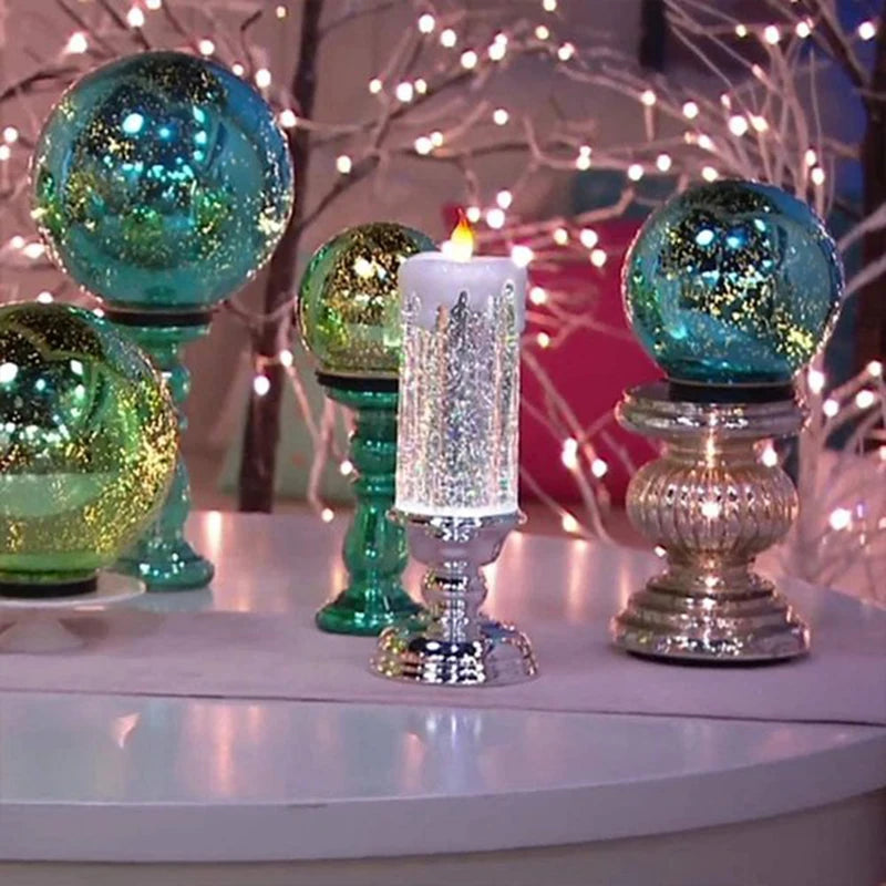 Christmas LED Candle Light – Swirling Glitter Crystal Night Light