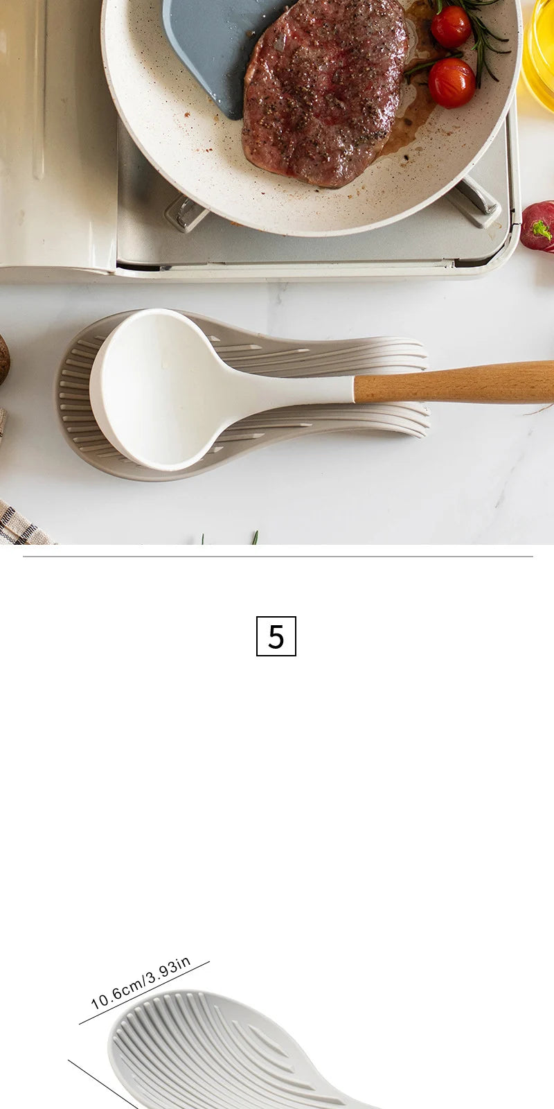 1/4Pcs Silicone Spoon Holder – Heat-Resistant; Handy Kitchen Essential!