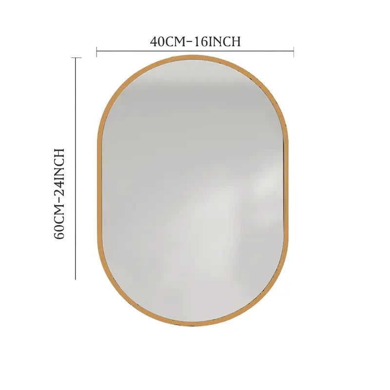 Wall Mounted Pill Shaped Mirror 1pc 24x16inch