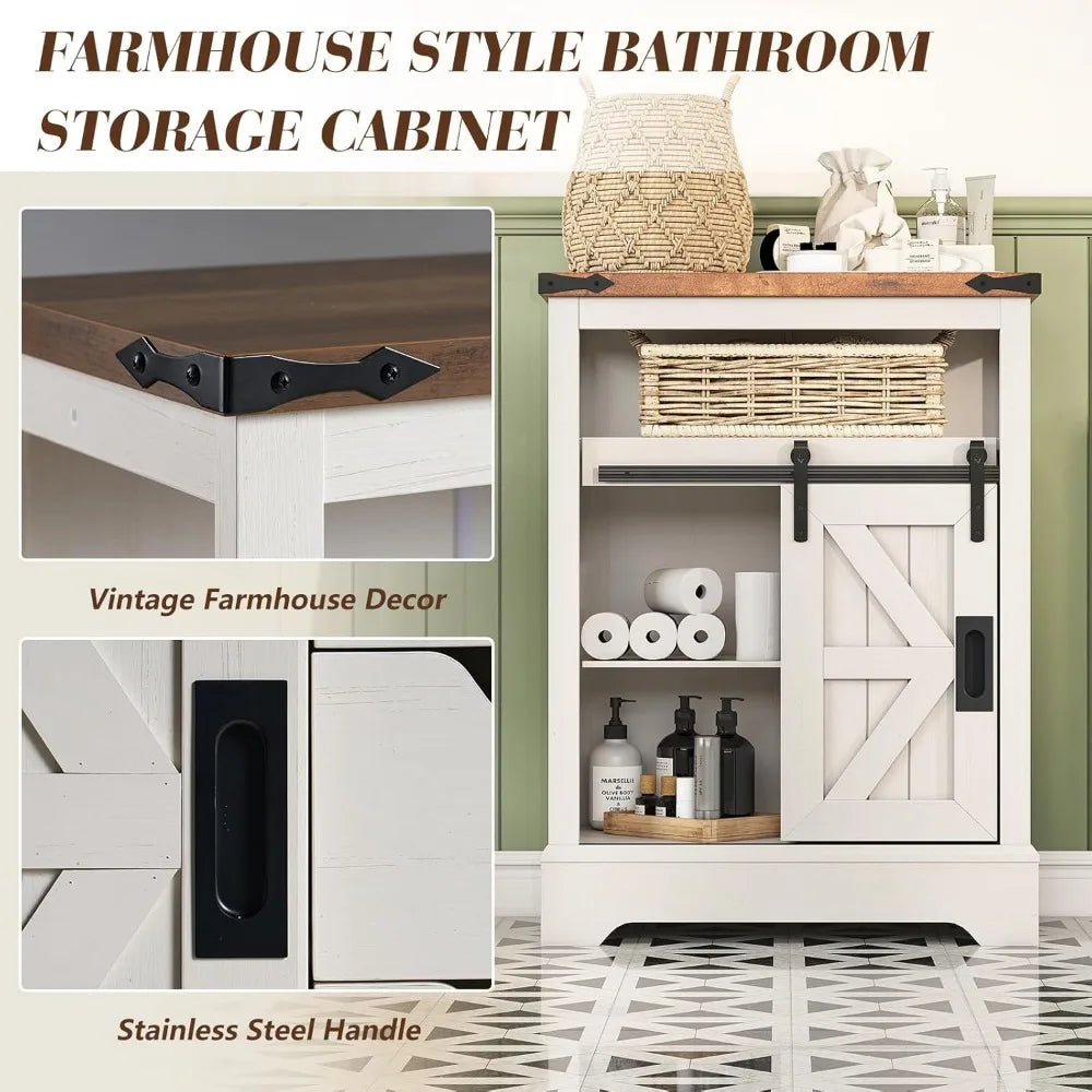 Bathroom Floor Cabinet with Sliding Barn Door