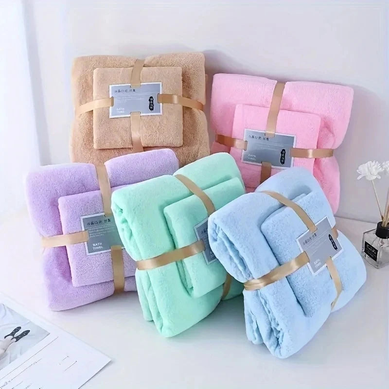 2PC Super Soft Coral Velvet Bath Towels – Quick-Drying Luxury for Everyday Comfort! 🌟✨
