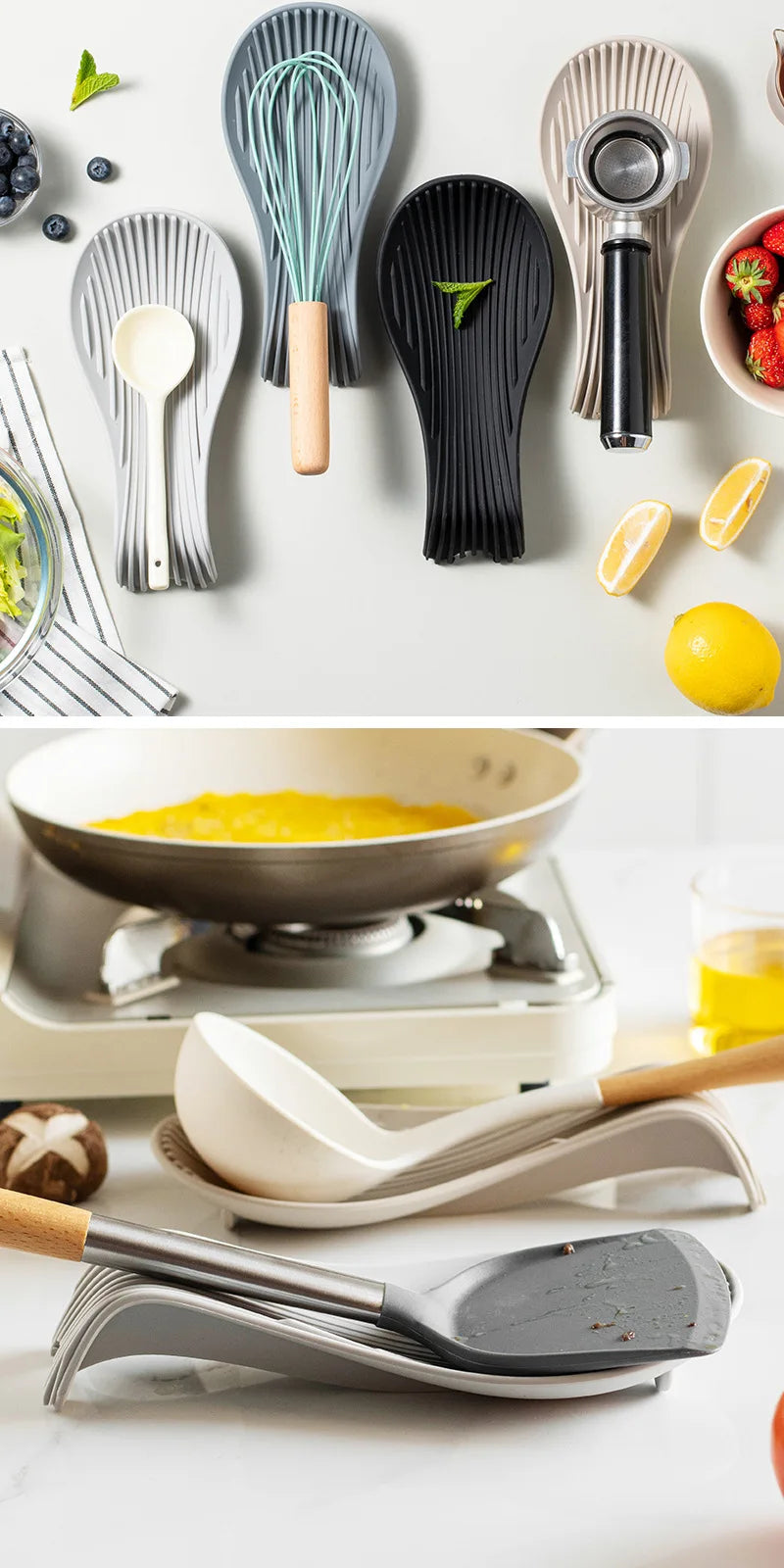 1/4Pcs Silicone Spoon Holder – Heat-Resistant; Handy Kitchen Essential!