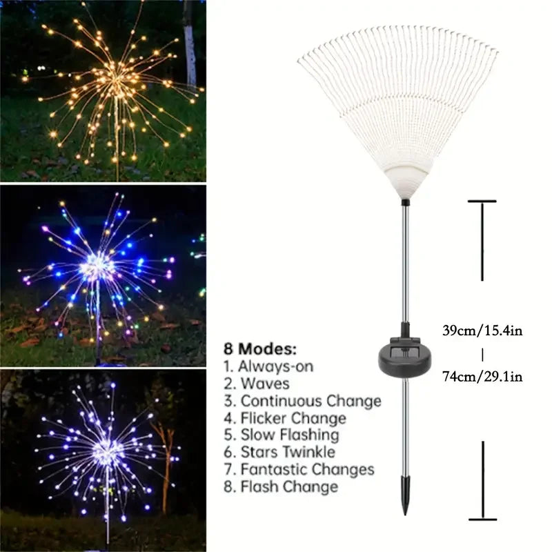 NEW 200LED Solar Fireworks Lights – Dazzling Outdoor Décor with Remote Control &amp; 8 Modes! 🌞🎆
