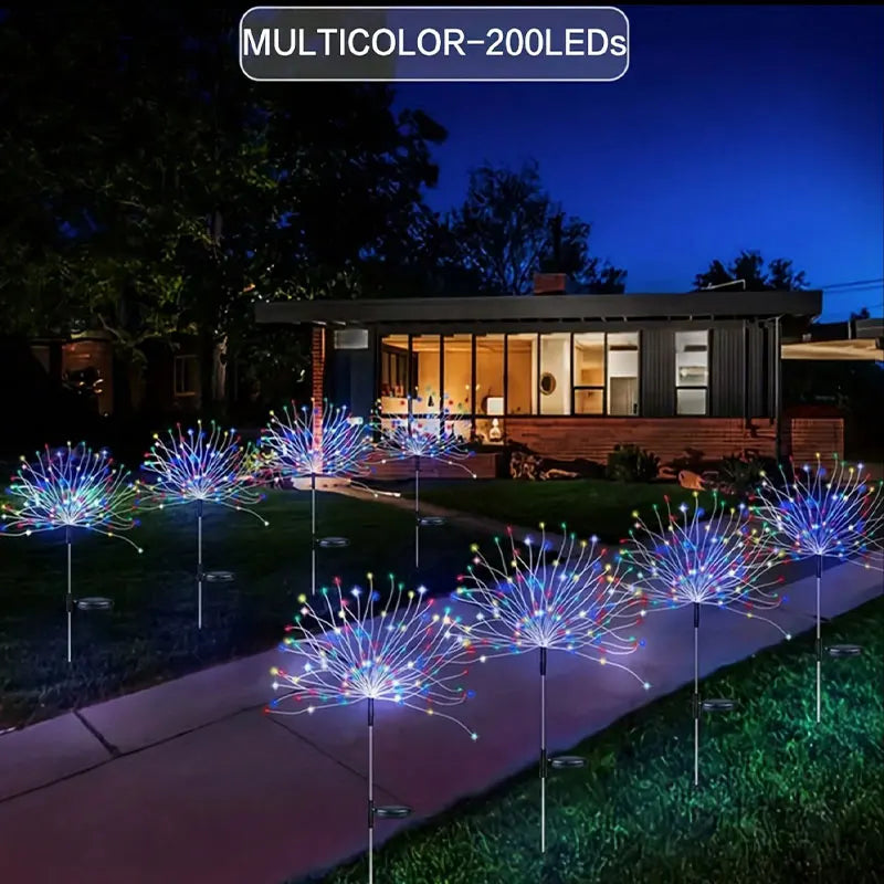 NEW 200LED Solar Fireworks Lights – Dazzling Outdoor Décor with Remote Control &amp; 8 Modes! 🌞🎆