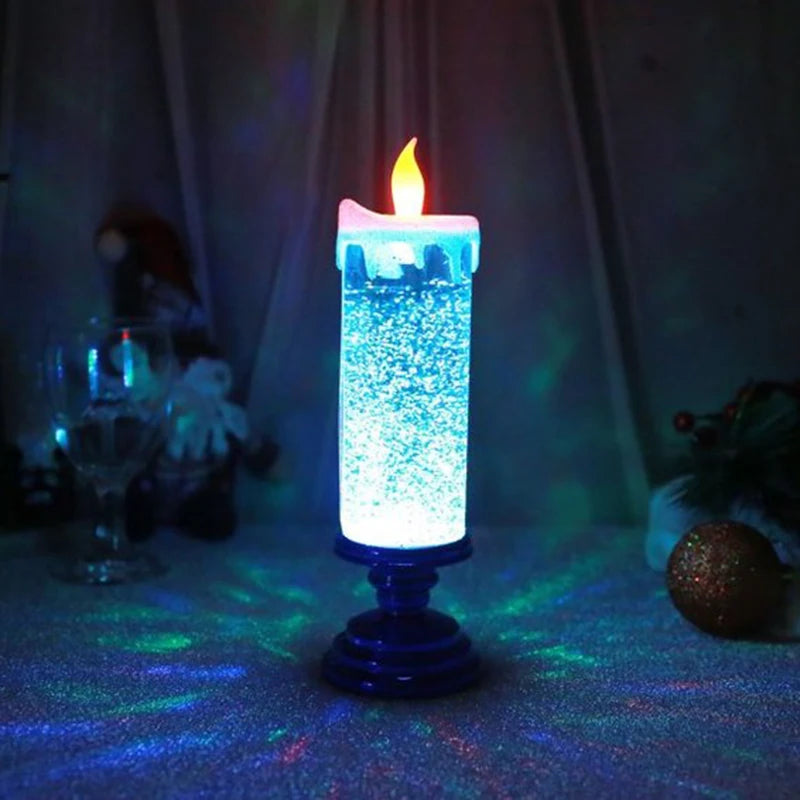 Christmas LED Candle Light – Swirling Glitter Crystal Night Light