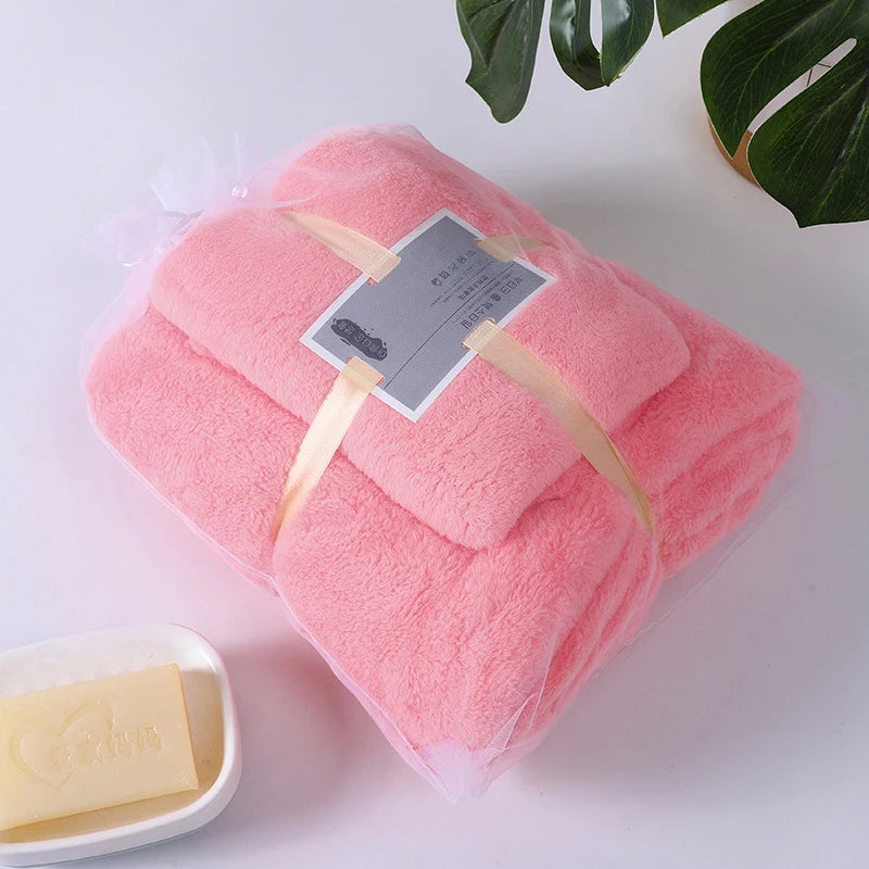 2PC Super Soft Coral Velvet Bath Towels – Quick-Drying Luxury for Everyday Comfort! 🌟✨