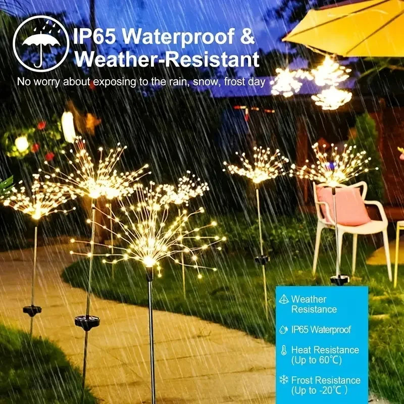 NEW 200LED Solar Fireworks Lights – Dazzling Outdoor Décor with Remote Control &amp; 8 Modes! 🌞🎆