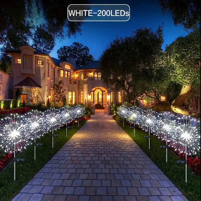 NEW 200LED Solar Fireworks Lights – Dazzling Outdoor Décor with Remote Control &amp; 8 Modes! 🌞🎆