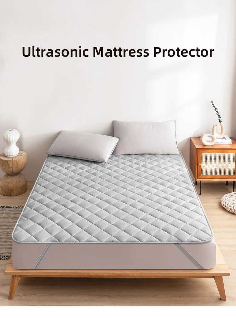 Ultrasonic Mattress Protector Cover Pad – Washable, Waterproof &amp; Worry-Free Sleep! 🌙✨