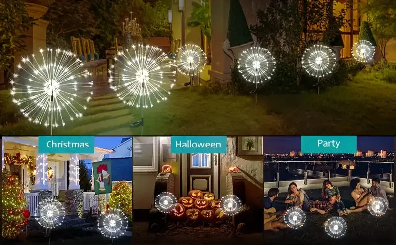 NEW 200LED Solar Fireworks Lights – Dazzling Outdoor Décor with Remote Control &amp; 8 Modes! 🌞🎆