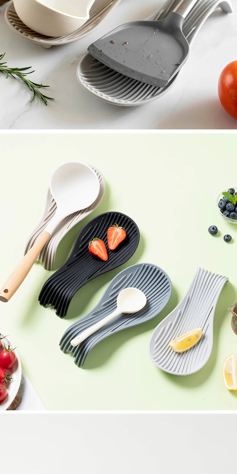 1/4Pcs Silicone Spoon Holder – Heat-Resistant; Handy Kitchen Essential!