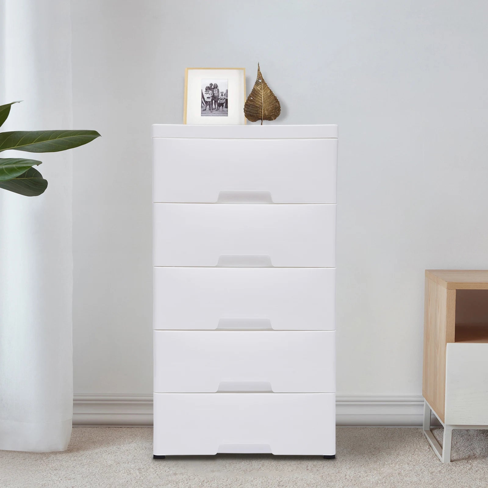 White Plastic  Vertical Dresser Stackable Tower