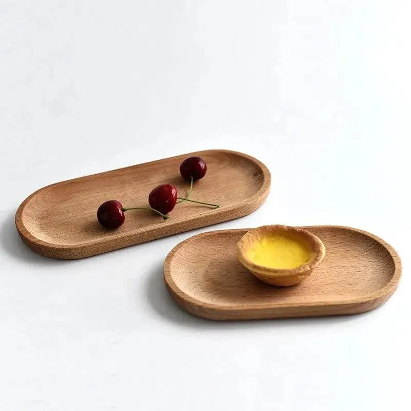 1Pc Japanese Wooden Plate – Mini Beech Oval Tray for Elegant Everyday Dining! 🥢🌸