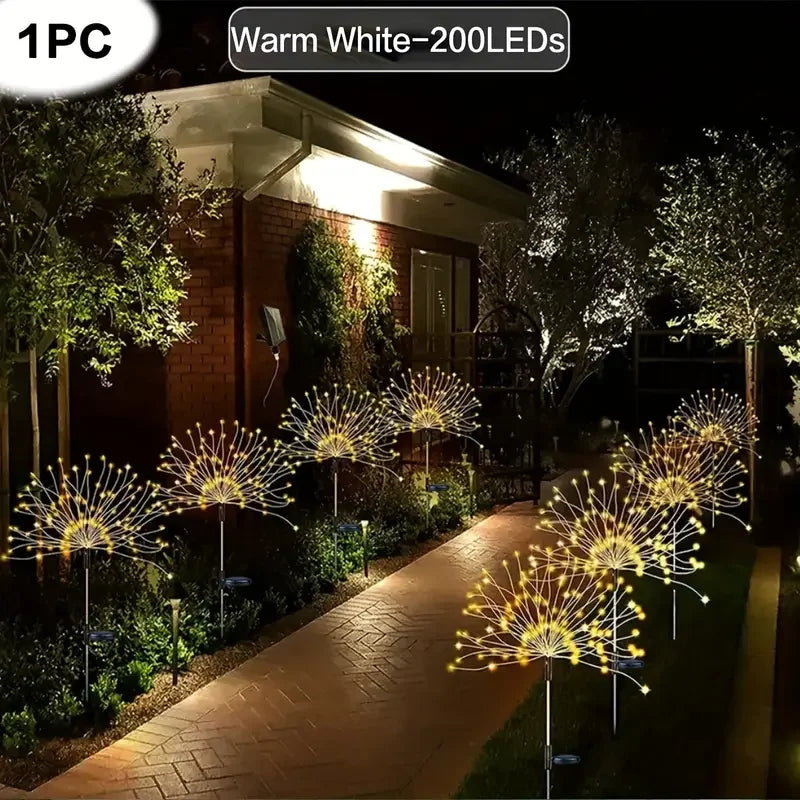 NEW 200LED Solar Fireworks Lights – Dazzling Outdoor Décor with Remote Control &amp; 8 Modes! 🌞🎆