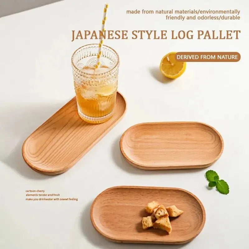1Pc Japanese Wooden Plate – Mini Beech Oval Tray for Elegant Everyday Dining! 🥢🌸