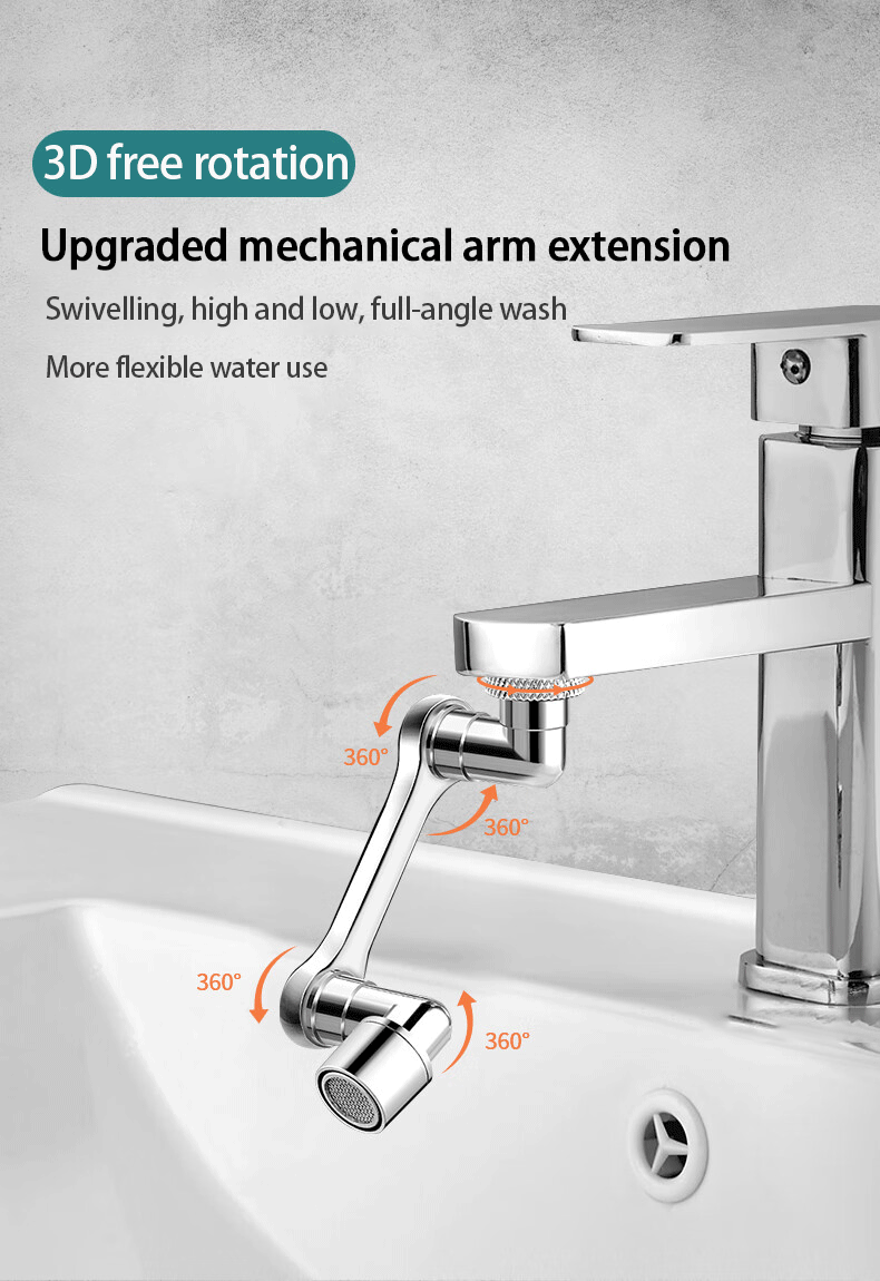 Universal 1080° Rotation Faucet Extender – Dual Mode Swivel Sprayer Head