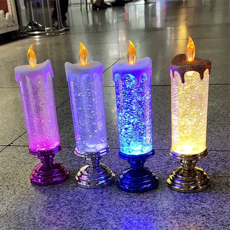 Christmas LED Candle Light – Swirling Glitter Crystal Night Light