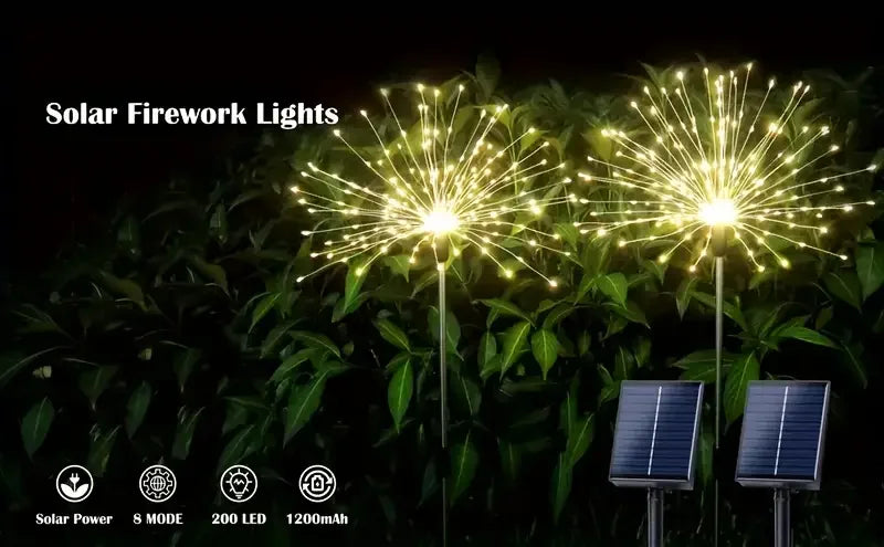 NEW 200LED Solar Fireworks Lights – Dazzling Outdoor Décor with Remote Control &amp; 8 Modes! 🌞🎆
