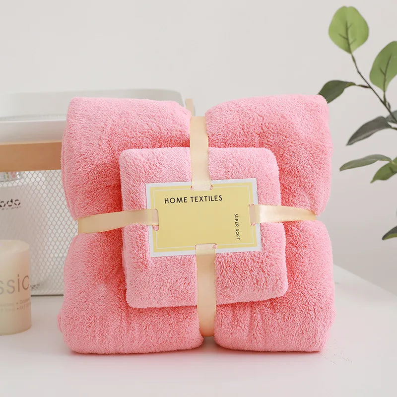 2PC Super Soft Coral Velvet Bath Towels – Quick-Drying Luxury for Everyday Comfort! 🌟✨