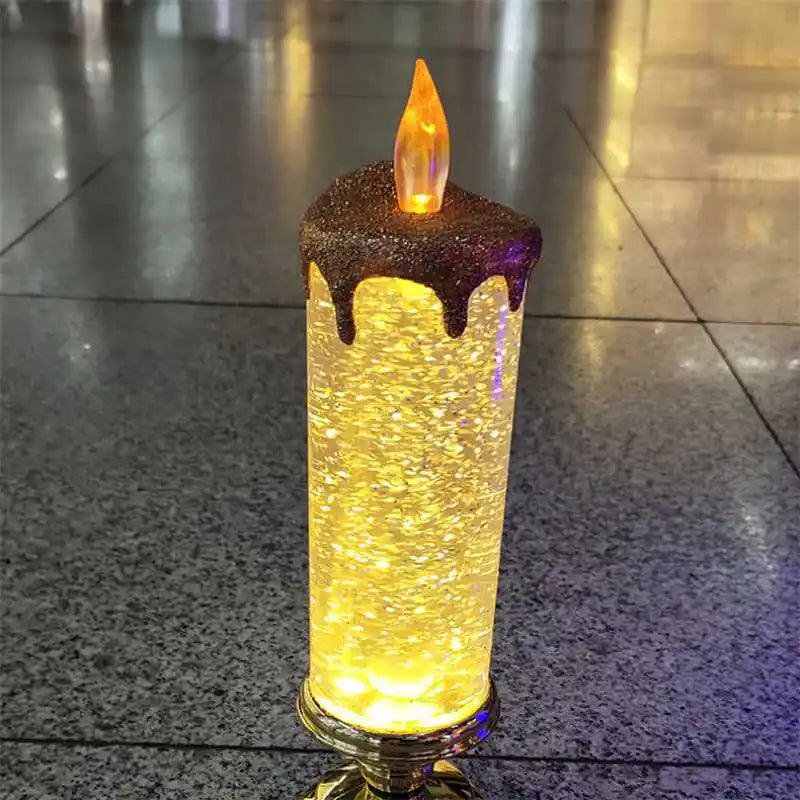 Christmas LED Candle Light – Swirling Glitter Crystal Night Light