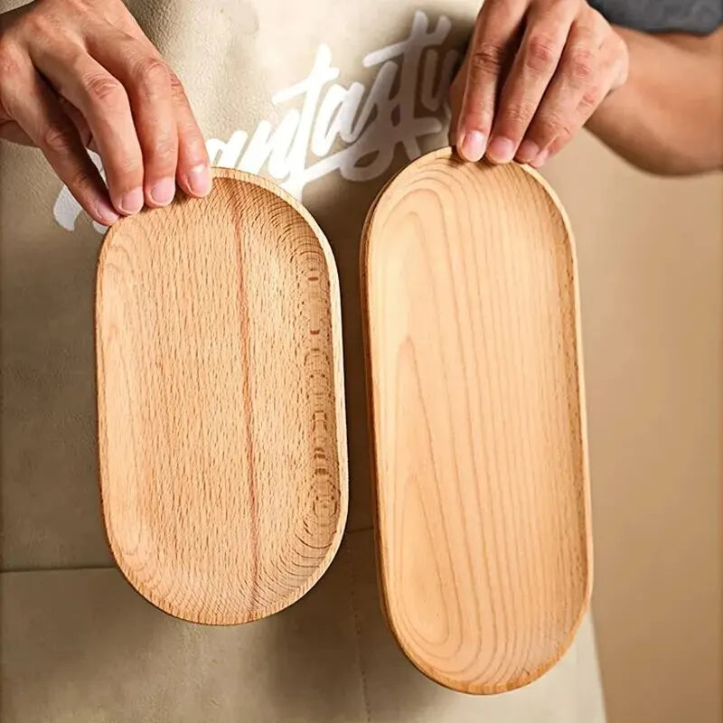 1Pc Japanese Wooden Plate – Mini Beech Oval Tray for Elegant Everyday Dining! 🥢🌸