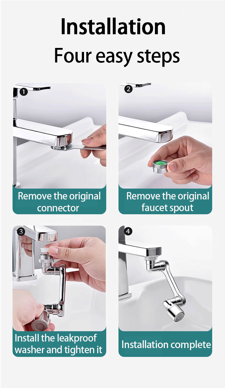 Universal 1080° Rotation Faucet Extender – Dual Mode Swivel Sprayer Head