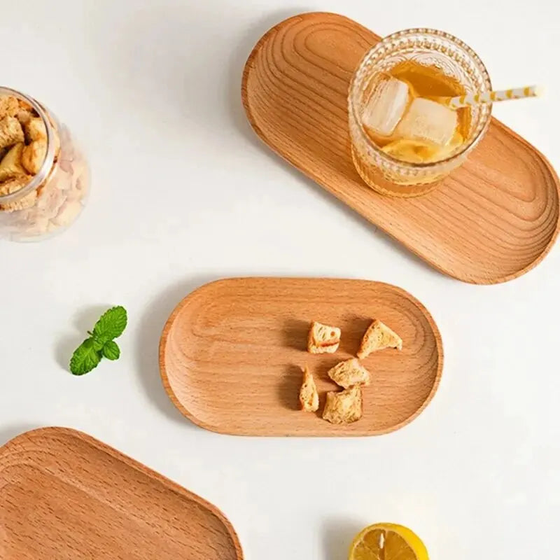1Pc Japanese Wooden Plate – Mini Beech Oval Tray for Elegant Everyday Dining! 🥢🌸