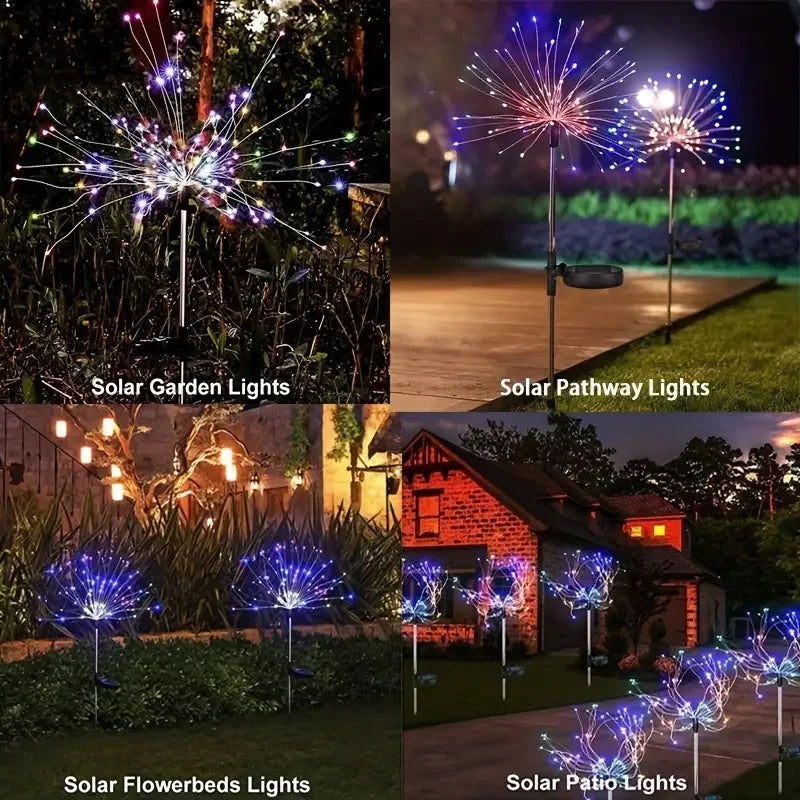 NEW 200LED Solar Fireworks Lights – Dazzling Outdoor Décor with Remote Control &amp; 8 Modes! 🌞🎆