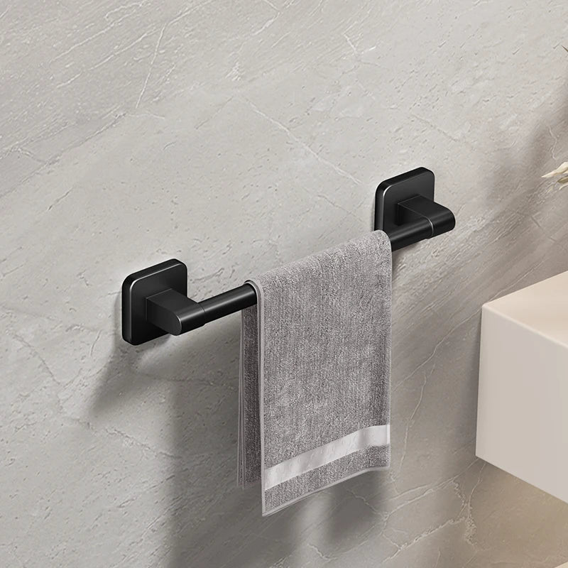 Self-Adhesive Bathroom Towel Holder – No Drilling, Just Style; Simplicity! 🖤🤍