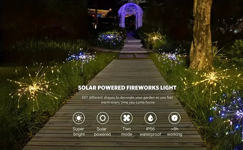 NEW 200LED Solar Fireworks Lights – Dazzling Outdoor Décor with Remote Control &amp; 8 Modes! 🌞🎆
