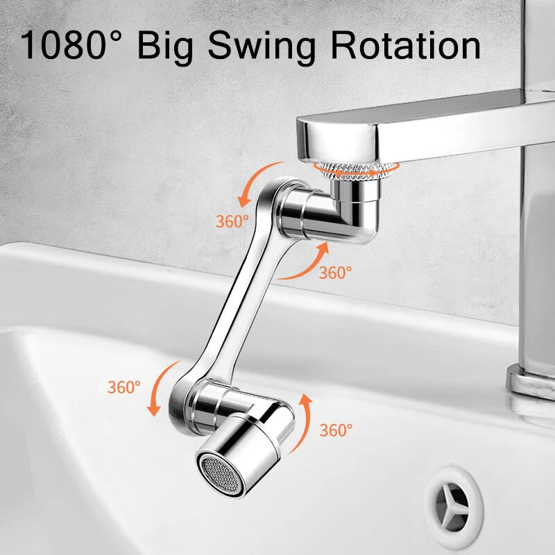 Universal 1080° Rotation Faucet Extender – Dual Mode Swivel Sprayer Head