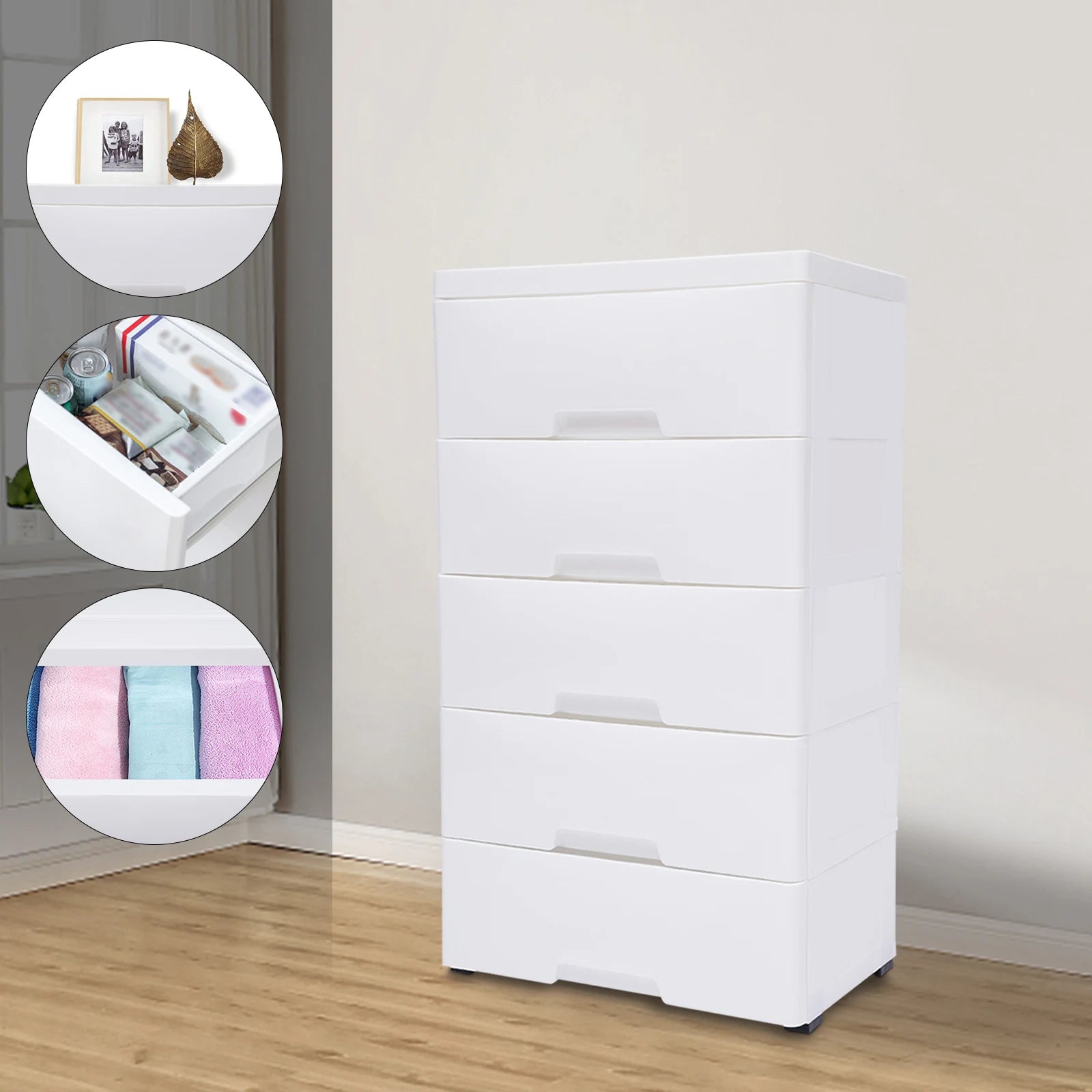 White Plastic  Vertical Dresser Stackable Tower