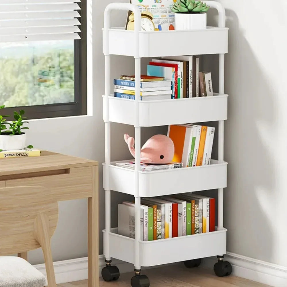 Multi layer Bookshelf Storage Trolley Organizer