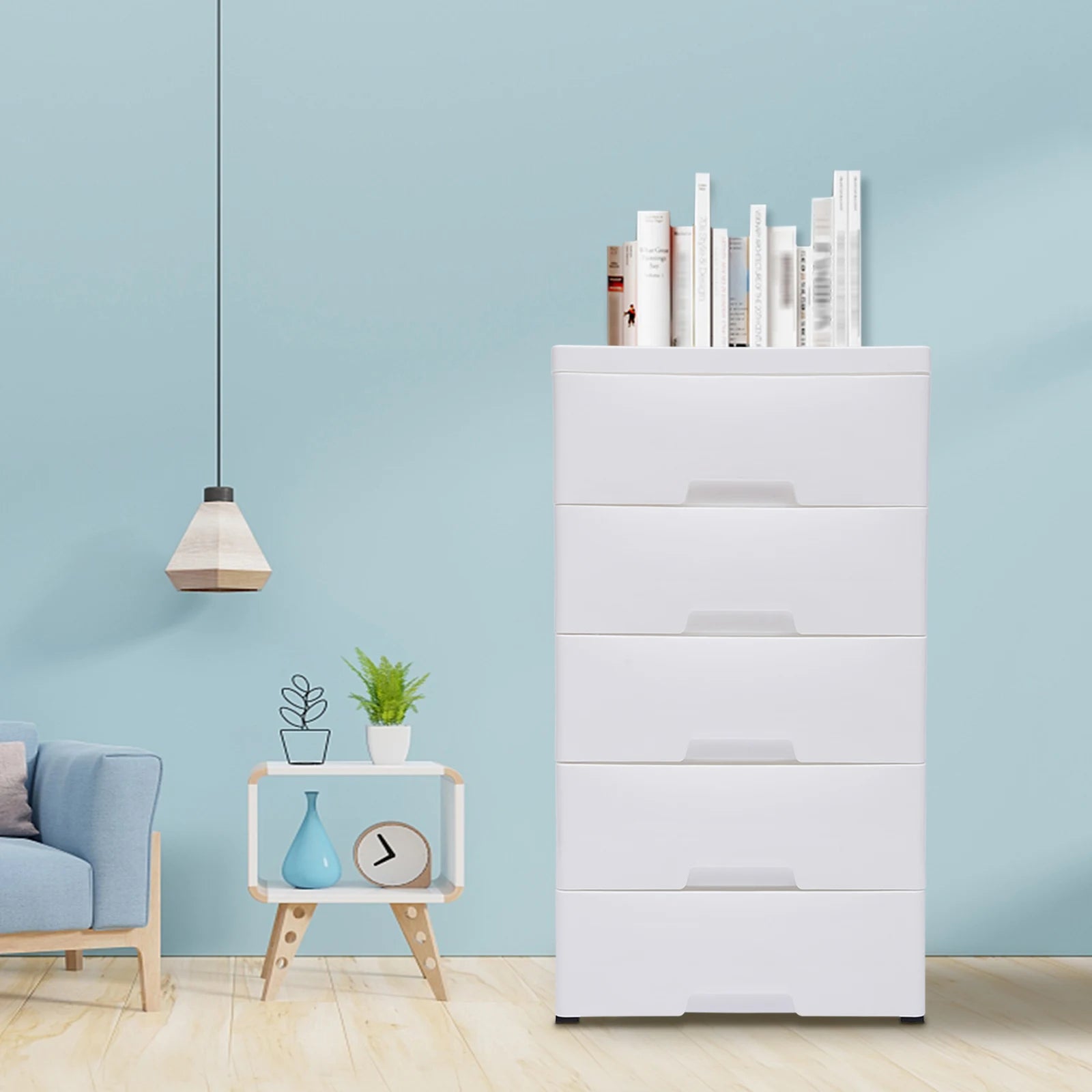 White Plastic  Vertical Dresser Stackable Tower