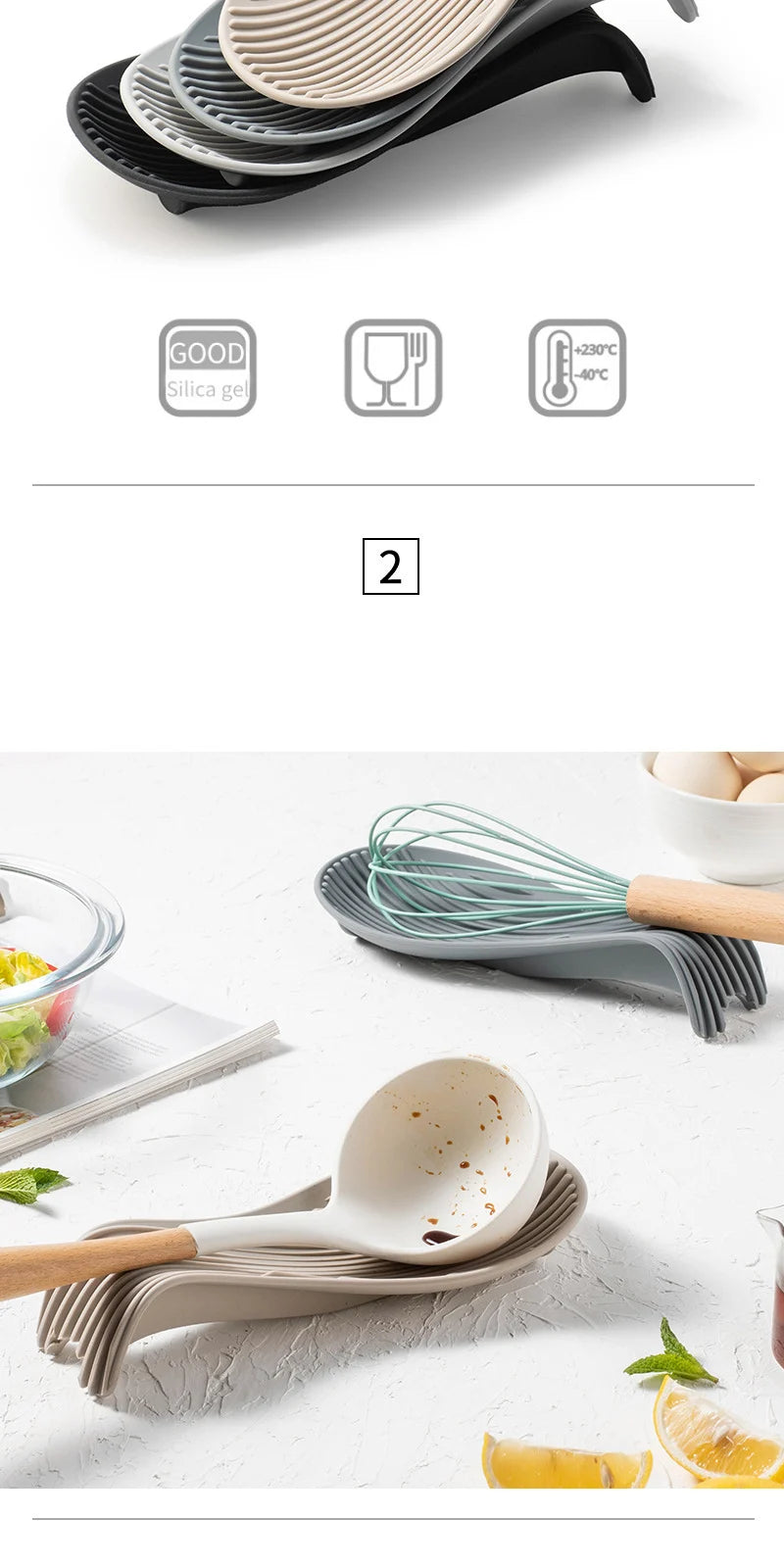 1/4Pcs Silicone Spoon Holder – Heat-Resistant; Handy Kitchen Essential!