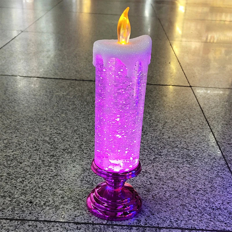 Christmas LED Candle Light – Swirling Glitter Crystal Night Light