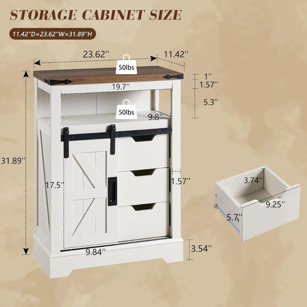 Bathroom Floor Cabinet with Sliding Barn Door